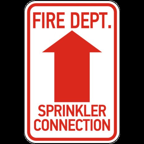 Fire Department. Sprinkler Connection Up Arrow Sign