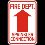 Fire Department. Sprinkler Connection Up Arrow Sign